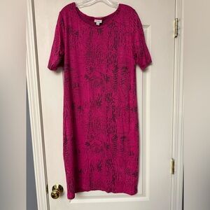 LuLaRoe Fuchsia Patterned Midi Dress